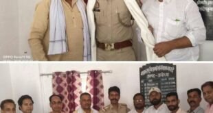 थाना प्रभारी मवई संदीप त्रिपाठी को विदाई समारोह में सम्मानित करते पत्रकार