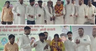 मवई में हज़रत भीखा शाह के उर्स पर मुशायरे में शायर कलाम पेश करते हुए