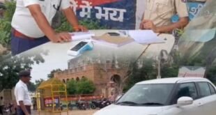 भीनमाल यातायात पुलिस ने 25 चालान काटे और चालकों को समझाइश दी