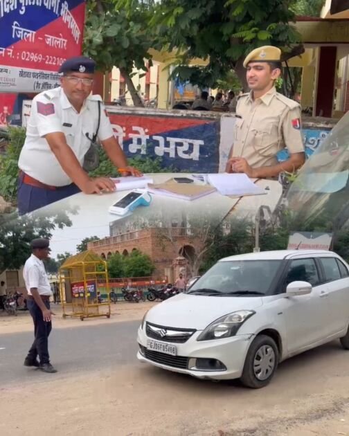 भीनमाल यातायात पुलिस ने 25 चालान काटे और चालकों को समझाइश दी