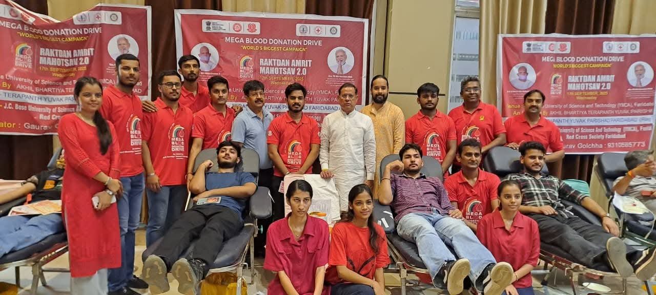 फरीदाबाद में नरेंद्र मोदी जन्मदिवस कार्यक्रम में शामिल होते मंत्री राजेश नागर