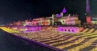 अयोध्या दीपोत्सव में जलते दीपों का दृश्य