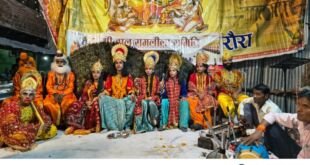 मीरजापुर के अहरौरा में श्रीराम राज्याभिषेक समारोह की झांकी