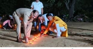 मीरजापुर के वनस्थली खेल ग्राउंड पर बच्चों द्वारा जलाए गए 5100 दीपों से जगमगाता परिसर
