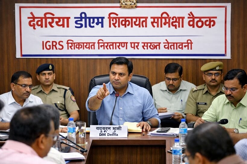 देवरिया डीएम मधुसूदन हुल्गी शिकायत समीक्षा बैठक